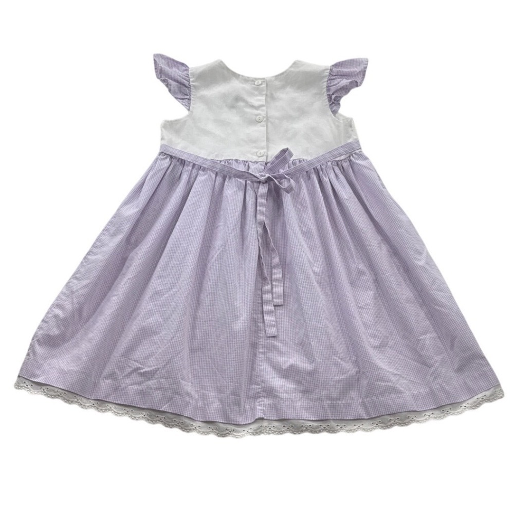 Goodlad Gingham Dress Kids 6 Purple Excellent Floral Eyelet Lace Flutter Sleeve